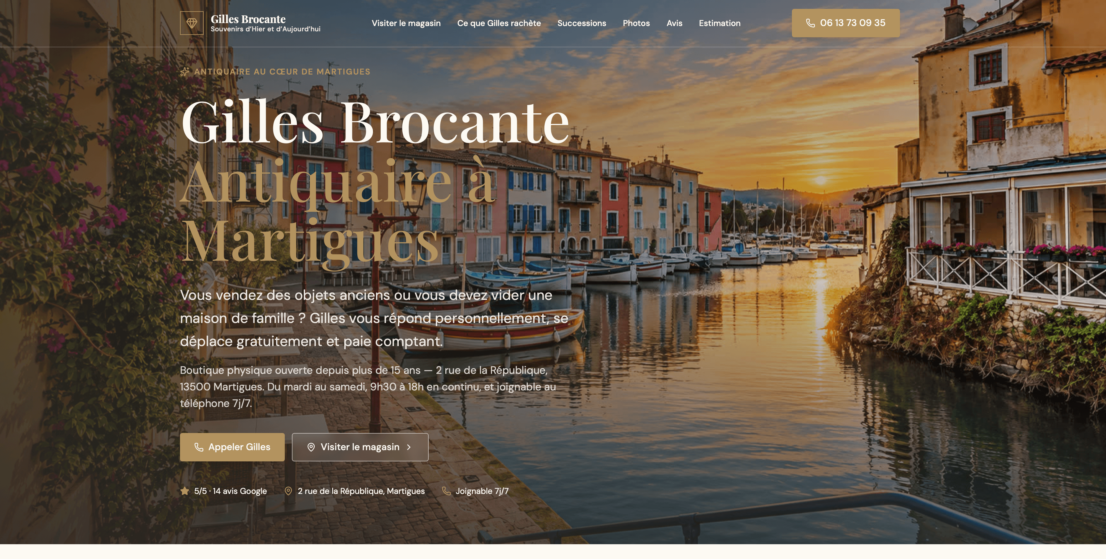 gilles brocante martigues Brocante Gilles Antiquaire, site web et Google Ads à Martigues